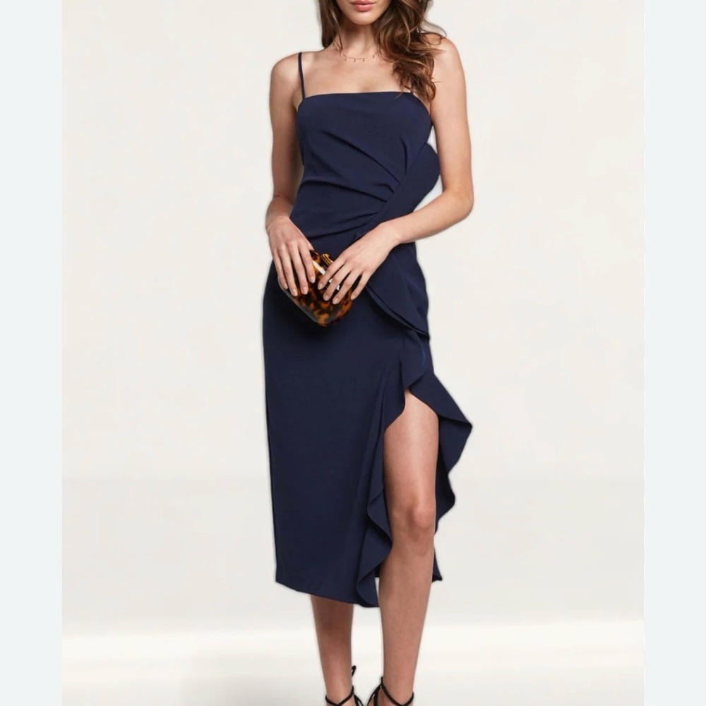 Bardot Carmelle Ruffle Midi Dress- size 8